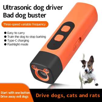 1pc, 2025 New Version Ultrasonic Anti Bark Device For Dogs | Rechargeable Handheld & Portable Dog Training Tool With 25KHz Frequency | Long Range 50ft, LED Indoor/Outdoor Use, Humane Bark Control,Daily Use