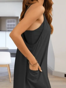 Women's Summer Mini Dress Casual Workout Tennis Dress With Shorts Sleeveless Athletic Dress - 深灰色 - 查看 4