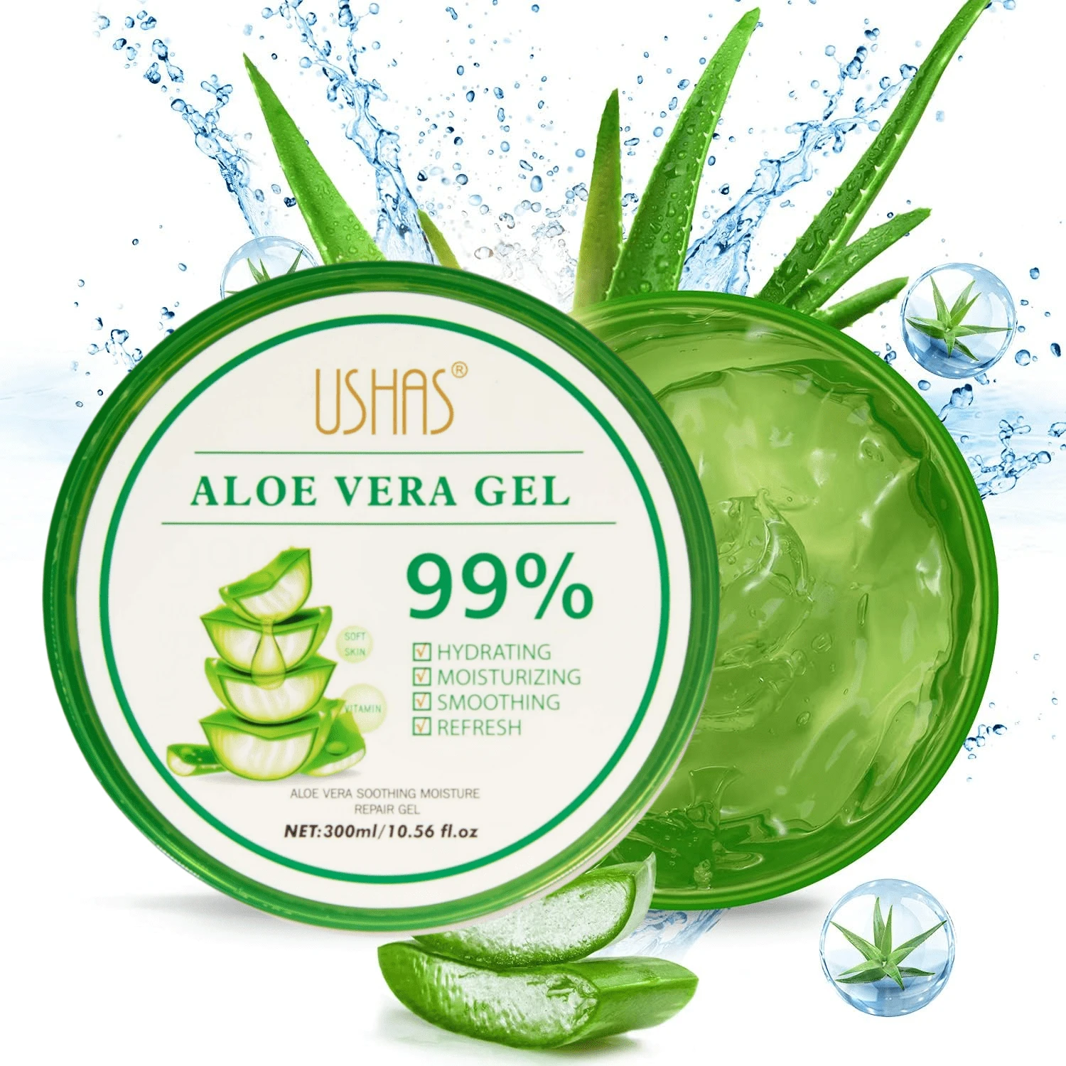 Kynley Gel de aloe vera orgánico de 300ML - crema hidratante natural, crema hidratante para el vello corporal, Envío desde España en 24-72H