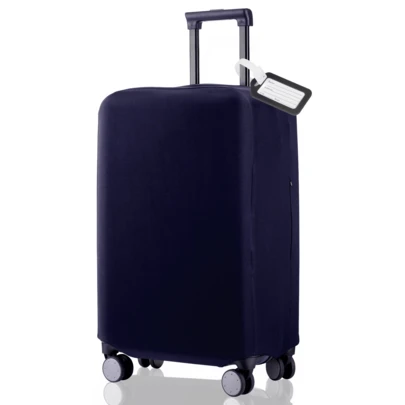 Funda protectora de equipaje de tela elástica resistente al desgaste y de unicolor con diseño minimalista, adecuada para el control de  del aeropuerto y maletas con ruedas antideslizantes, se ajusta a equipaje de viaje de 19 a 33 pulgadas, accesorios escolares