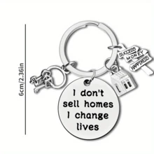 Stainless Steel "I Don't Sell" House Shaped Keychain - Silver - View 2