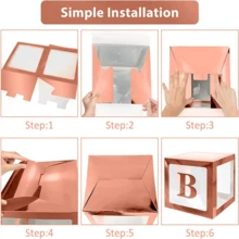 Scatole per bambini con lettere per festa di nascità, decorazioni per festa di nascità per bambini o bambine, 1 pezzo scatola con lettere/palloncini trasparenti a forma di lettere BABY, blocchi trasparenti per feste di compleanno, addio al nubilato, rivelazione del sesso (oro rosa), decorazioni e regali per festa di nascità 25cm/30cm (esclusi i palloncini)