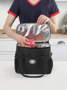 1pc Large Capacity Insulated Lunch Bag With Shoulder Strap, Waterproof Oxford Cloth Cooler Tote For Work, Picnic And Outdoor Activities, Keeps Food & Drinks Cold Or Warm, Perfect For Office, School, Or Camping, Lunch Bag Insulated, Summer Outdoor Bags For Food, Picnic Camping Bags - Multicolor - View 4