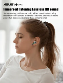 ASUS 华硕真无线耳机，5.3环绕立体声，内置麦克风，触控操作，配备充电盒，超长续航，黑白两色可选 - 均碼 - 查看 8