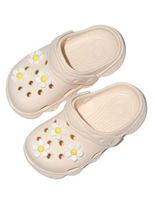 HOEASE Exclusive Girls' Fashionable Lightweight Clogs, EVA Soft Sole Breathable And Comfortable Leisure Garden Shoes And Beach Shoes, Personalized Customized Accessories, For Home And Outing, For All Seasons