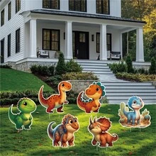 6 Pieces Of Cute Dinosaur Garden Decorations, Outdoor Decoration Stakes, Suitable For Outdoor Gardens And Lawns, Easy-To-Install Ground Stakes. - Multicolor - View 4