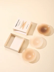 1 Pair/2 Pairs 8cm Solid Silicone Invisible Nipple Covers, Ultra-Thin Adhesive Bra Petals, Strapless Backless Bra Tape For Wedding Dress, Comfortable & Minimalist For Casual & Sports Wear - Multicolor - View 3