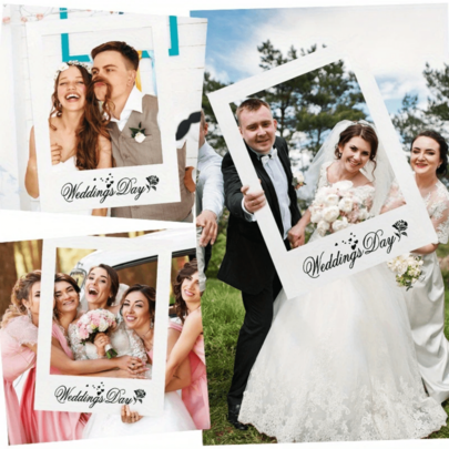 Moldura para cabine de fotos de casamento, 1 peça - Material de papel, sem penas, adequada para despedida de solteira, celebração de casamento, festa de unicórnio, decoração de aniversário
