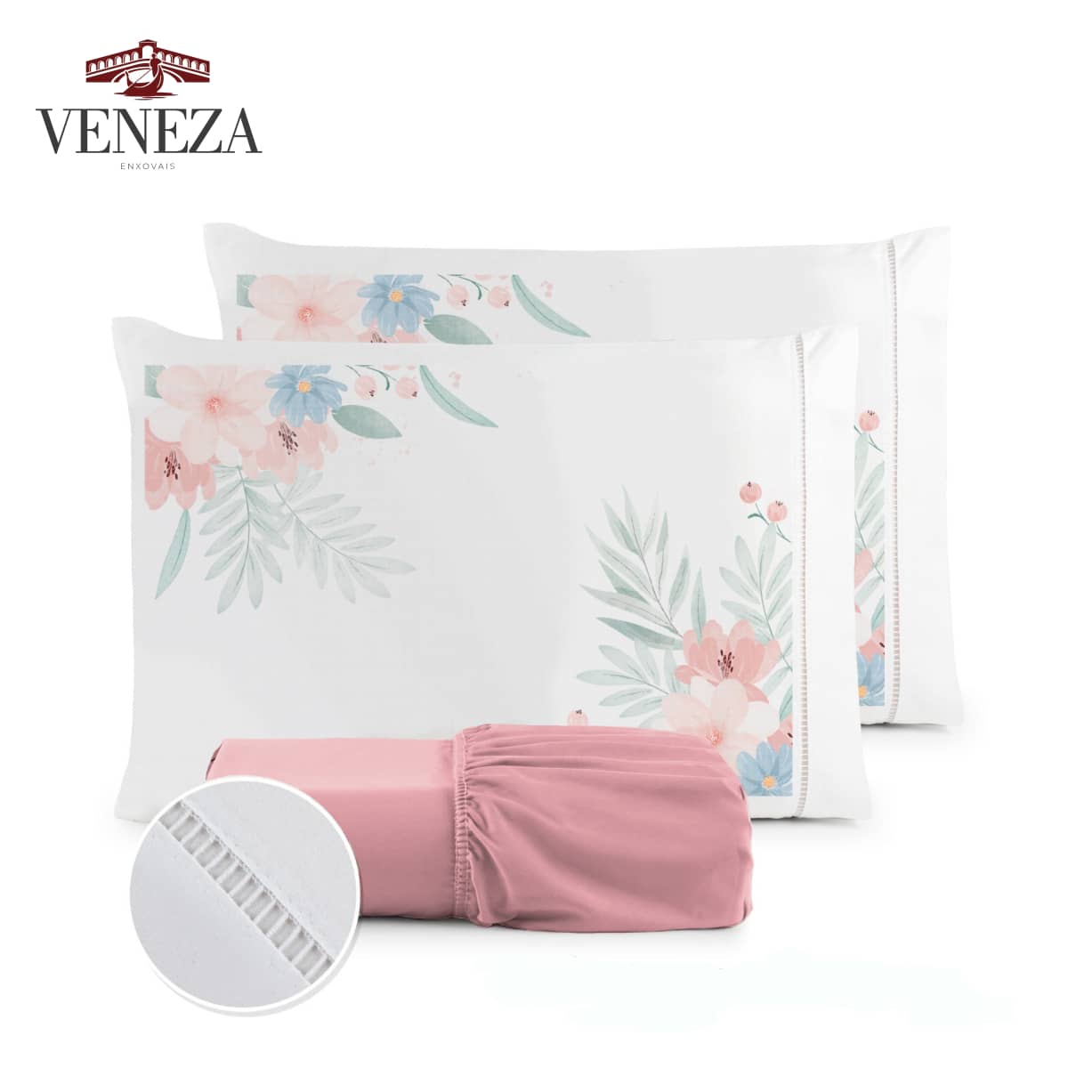 Double Bed Sheet Set Kit Micropercale Standard 400 Thread Count Stick Stitch Rose Flower Pillowcase - Rusty Rose - View 1