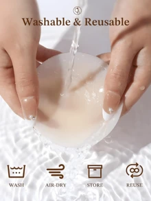 1 Pair/2 Pairs 8cm Solid Silicone Invisible Nipple Covers, Ultra-Thin Adhesive Bra Petals, Strapless Backless Bra Tape For Wedding Dress, Comfortable & Minimalist For Casual & Sports Wear - Multicolor - View 2