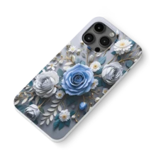 Graceful Blue - & - White Flower Design Phone Case - White - View 1