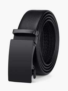 1 Pc Men's Black Leather Belt, Fashion Versatile Casual/Business Automatic Buckle Belt, Youth/Middle-Aged Litchi Texture Belt, Ideal Gift For Boyfriend/Elders, Suitable For Daily Life, Valentine's Day Gift