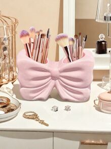 1pc Cute Bow-Shaped Pen Holder - Desktop Organizer Of Makeup Brushes And Office Supplies, Elegant Makeup Brush Storage, Perfect For Creative Decorative Designs For Girls, Students And Girls,For Holiday Beach, Bathroom Collection, Bedroom Collection, Large Capacity