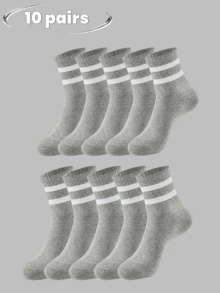 3/5/10/15/20 par skarpetek w paski do połowy łydki, wygodne, oddychające, unisexowe, długie skarpetki, białe, odpowiednie do noszenia na co dzień, do uprawiania sportu, na jesień - Wielokolorowe - Zobacz 13