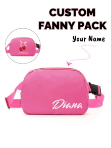 1pc Custom Bride Fanny Pack, Custom Bachelorette Fanny Pack, Personalized Crossbody Wedding Purse, Custom Fanny Pack, Personalized Fanny Pack, Personalized Waist Bag, Custom Belt Bag, Anniversary Gift, Valentine Gift, Birthday Gift, Wedding Gift, Mother's Day Gift, Best Friend Gift, Gift For Mom/Her/Girlfriend/Wife/Friend - Hot Pink - View 2