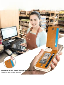 Adhesive Multi-Functional Mobile Phone Card Bag With Magnetic Buckle Flip Cover Card Slot Stand Wallet Coin Purse For Women For Men Wallet Mini Wallet Purse Wallet Wallet - Multicolor - View 2