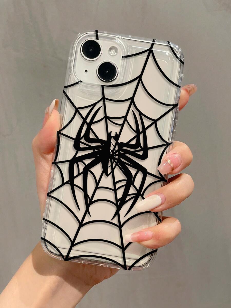 1pc Black Spider Anti-Fall Mobile Phone Protective Case, Compatible With Apple 16, 15, 14, 13, 12, 11 Pro Max, Also Compatible With Samsung Series - Multicolor - View 1