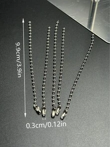 3.9in Length, 5pcs/Pack Silver-Tone Copper & Iron Beaded Chain, Plated Bead Chain, Toy Trade DIY Jewelry Accessory Pendant