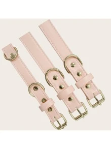 New INS Style Pink Leather Pet Dog Collar With Gold Buckle, Suitable For Large, Medium And Small Pets, Soft, Comfortable, Durable Gold-Plated Metal Buckle, More Sturdy Than Plastic Buckle, Easy To Tighten And Quickly Release