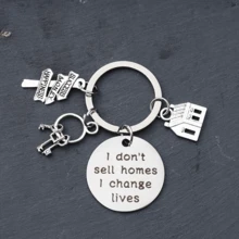 Stainless Steel "I Don't Sell" House Shaped Keychain - Silver - View 4