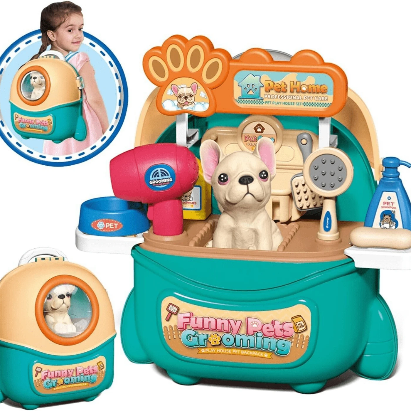 JIAKORA HERSITY Valigia veterinaria Valigia da dottore per cani Bambini Ragazze 3 anni Idee regalo, set da gioco veterinario Salone per cani Giocattolo regalo Giocattoli per bambini da 4 5 6 anni Ragazzo Ragazza