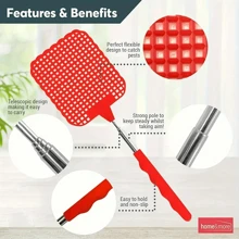 1/3pcs Random Color Retractable Fly Swatter, Manual Insect Repellent, Durable Plastic, Anti Slip Grip, Adjustable Long Handle Fly Swatter, Suitable For Indoor And Outdoor Use, Summer Mosquito Swatter, Household Daily Fly Killer, Summer Essential Item, No Need For Electricity
