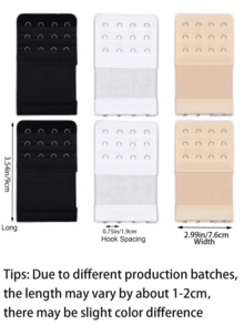 3 sztuki przedłużaczy biustonosza dla kobiet, przedłużacz biustonosza z 2 haczykami/3 haczykami/4 haczykami, miękki elastyczny pasek przedłużający biustonosz, pasek rozszerzający biustonosz, damskie haczyki do biustonosza - Wielokolorowe - Zobacz 11