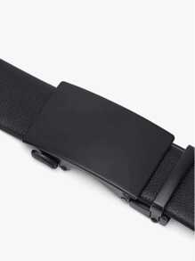 1 Pc Men's Black Leather Belt, Fashion Versatile Casual/Business Automatic Buckle Belt, Youth/Middle-Aged Litchi Texture Belt, Ideal Gift For Boyfriend/Elders, Suitable For Daily Life, Valentine's Day Gift
