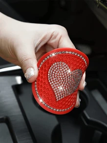 1pc Rhinestone Heart Decor Car Coaster,Packs Bling Car Cup Holder Coaster,