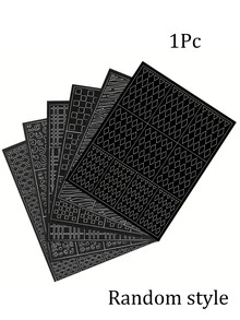 7件套美甲镂空贴纸套装，美甲模板，线条网格豹纹图案，让美甲/沙龙工作更轻松 - 彩色 - 查看 14