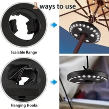 24 LED Wireless Umbrella Light With 3 Brightness Modes, Portable Outdoor Multi-Functional Umbrella Lamp, Powered By 4 AA Batteries, Suitable For Patio Umbrellas, Beach Umbrellas, Balcony Emergency, Detachable Camping Tent Light