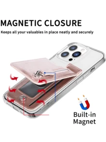 Adhesive Multi-Functional Mobile Phone Card Bag With Magnetic Buckle Flip Cover Card Slot Stand Wallet Coin Purse For Women For Men Wallet Mini Wallet Purse Wallet Wallet - Multicolor - View 6