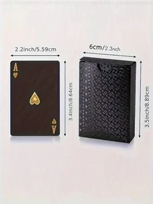 Cartas de juego impermeables con dorado y negro - Baraja de póker de plástico para juegos de mesa - por defecto - Ver 6