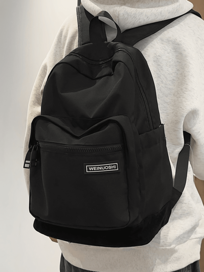 Solid Color Fashionable Large Capacity Men's Shoulder Handbag Backpack School Supplies