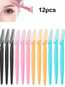 12 件女士眉毛、面部、体毛修剪器剃须刀带盖，化妆工具套装脱毛、面部脱毛、毛发修剪器、毛发修剪器、理发用品、理发、包、收纳、存储、发饰