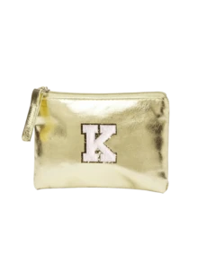 Golden Shimmering Pu Makeup Bag, Embroidered With Towel Initials A-Z, Large Capacity Makeup Bag, Stylish And Simple Coin Wallet, Elegant Ladies' Shiny Handbag, Mini Fashionable Pu Coin Wallet, Simple Solid Color Shiny Storage Bag - Gold - View 22
