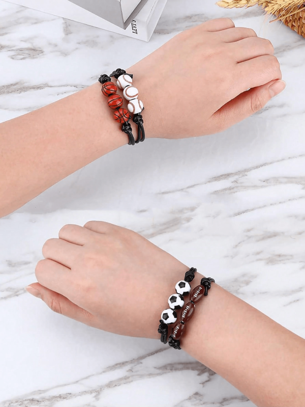 12 pezzi Braccialetti sportivi con charm, braccialetti da calcio, basket, baseball, calcio, adatti per temi sportivi e regali per feste di compleanno, adatti per adolescenti e adulti, per cerimonie di laurea