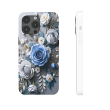 Graceful Blue - & - White Flower Design Phone Case - White - View 4