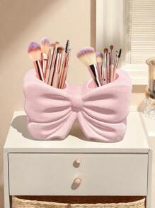 1pc Cute Bow-Shaped Pen Holder - Desktop Organizer Of Makeup Brushes And Office Supplies, Elegant Makeup Brush Storage, Perfect For Creative Decorative Designs For Girls, Students And Girls,For Holiday Beach, Bathroom Collection, Bedroom Collection, Large Capacity