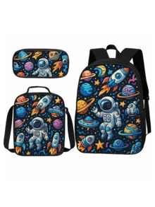 Customized 3 Pieces Bag Set – Upload Your Photo To Personalize Backpack, Shoulder Bag & Storage Pouch, Creative Gift, For Daily Commute, School & Travel (Please Provide Large-Sized Pictures) - Multicolor - View 12