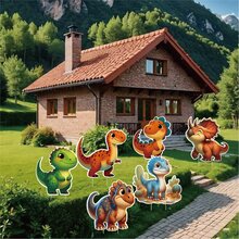 6 Pieces Of Cute Dinosaur Garden Decorations, Outdoor Decoration Stakes, Suitable For Outdoor Gardens And Lawns, Easy-To-Install Ground Stakes. - Multicolor - View 3