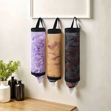 Multifunctional Hanging Garbage Bag Storage Bag, Kitchen Wall-Mounted Pull-Out Plastic Bag Collector, Storage Organizer Net Bag Dispenser