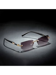 1 pièce Lunettes de mode sans monture noires avec petit cadre, idéales pour l'été, la plage, les vacances, l'extérieur et les voyages