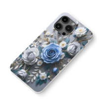 Graceful Blue - & - White Flower Design Phone Case - White - View 2