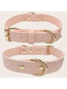 New INS Style Pink Leather Pet Dog Collar With Gold Buckle, Suitable For Large, Medium And Small Pets, Soft, Comfortable, Durable Gold-Plated Metal Buckle, More Sturdy Than Plastic Buckle, Easy To Tighten And Quickly Release