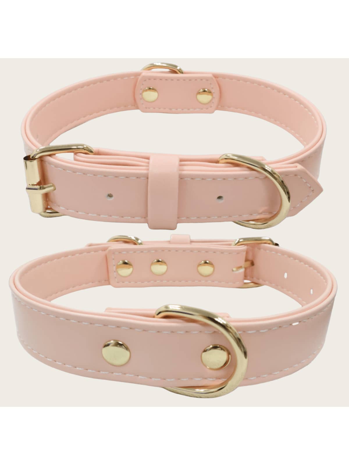 New INS Style Pink Leather Pet Dog Collar With Gold Buckle, Suitable For Large, Medium And Small Pets, Soft, Comfortable, Durable Gold-Plated Metal Buckle, More Sturdy Than Plastic Buckle, Easy To Tighten And Quickly Release