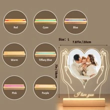 1pc, 6.9/7.87in(H) Personalized Night Light With Photos, Acrylic Plaque, Gifts For Women, Gifts, Anniversary Gifts, Birthday Gifts, Mother's Day Gifts Graduation