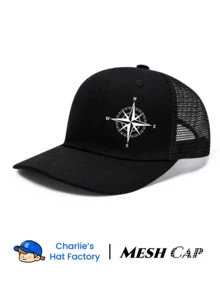 1 件指南针印花 Cnotrast 网帽夏季棒球帽，户外透气街头帽卡车司机帽可调节头围高品质 - 指南針 - 查看 6