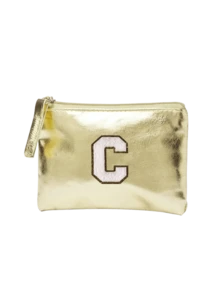 Golden Shimmering Pu Makeup Bag, Embroidered With Towel Initials A-Z, Large Capacity Makeup Bag, Stylish And Simple Coin Wallet, Elegant Ladies' Shiny Handbag, Mini Fashionable Pu Coin Wallet, Simple Solid Color Shiny Storage Bag - Gold - View 19