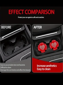 1pc Rhinestone Heart Decor Car Coaster,Packs Bling Car Cup Holder Coaster,